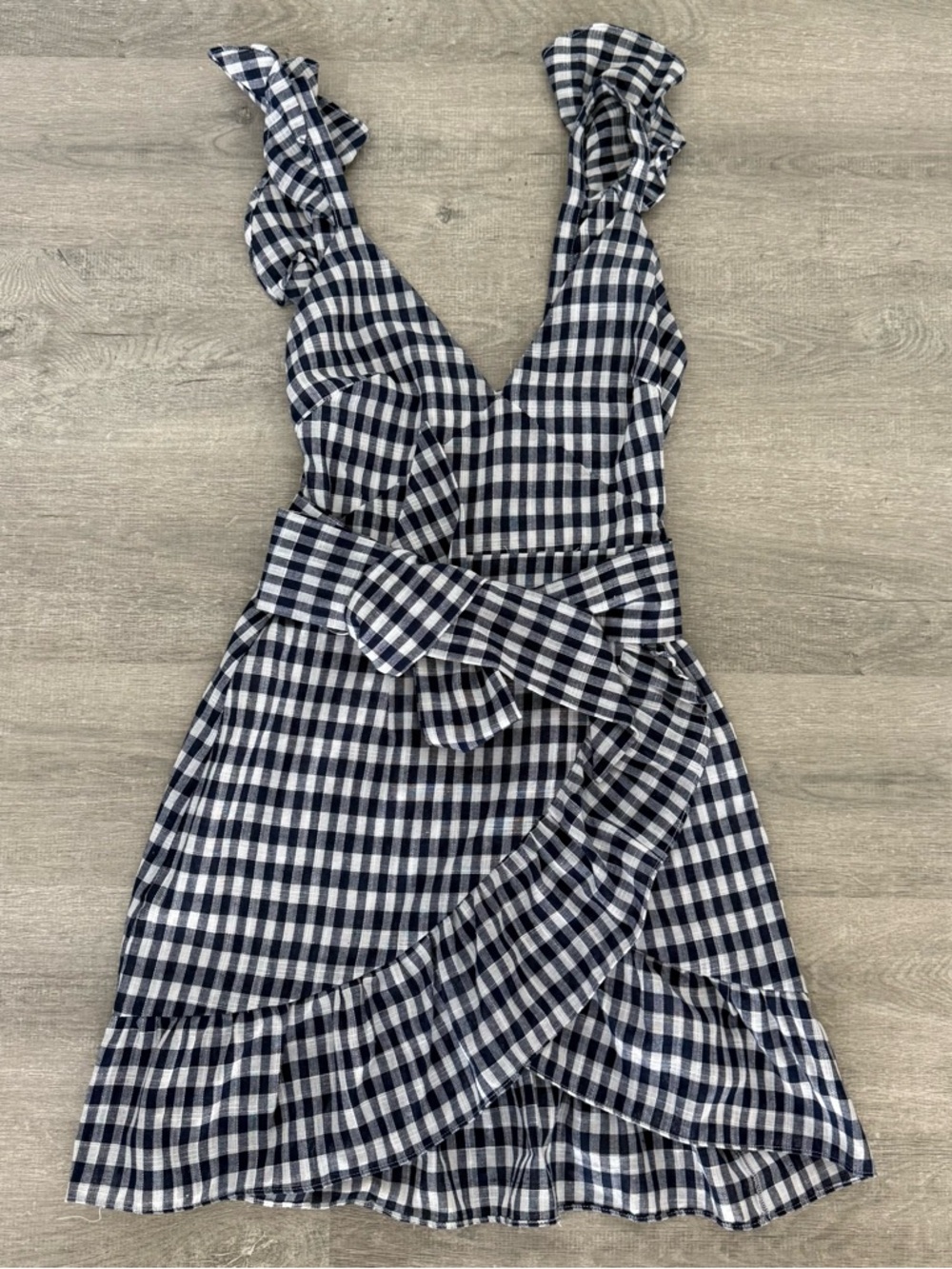 Saboskirt Navy and White Gingham Wrap Dress Size XS
